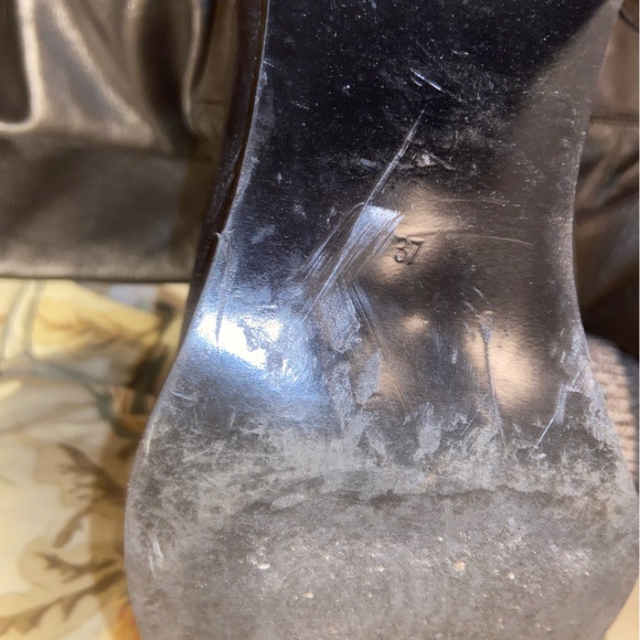 Zara Wide Block Heel Leather Knee High Boots - Picture 10 of 12